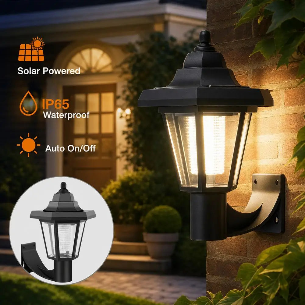 Solarna Lampa Ścienna Ogrodowa 1,5 m – Retro Latarnia Zewnętrzna na Trawnik i Ścieżkę