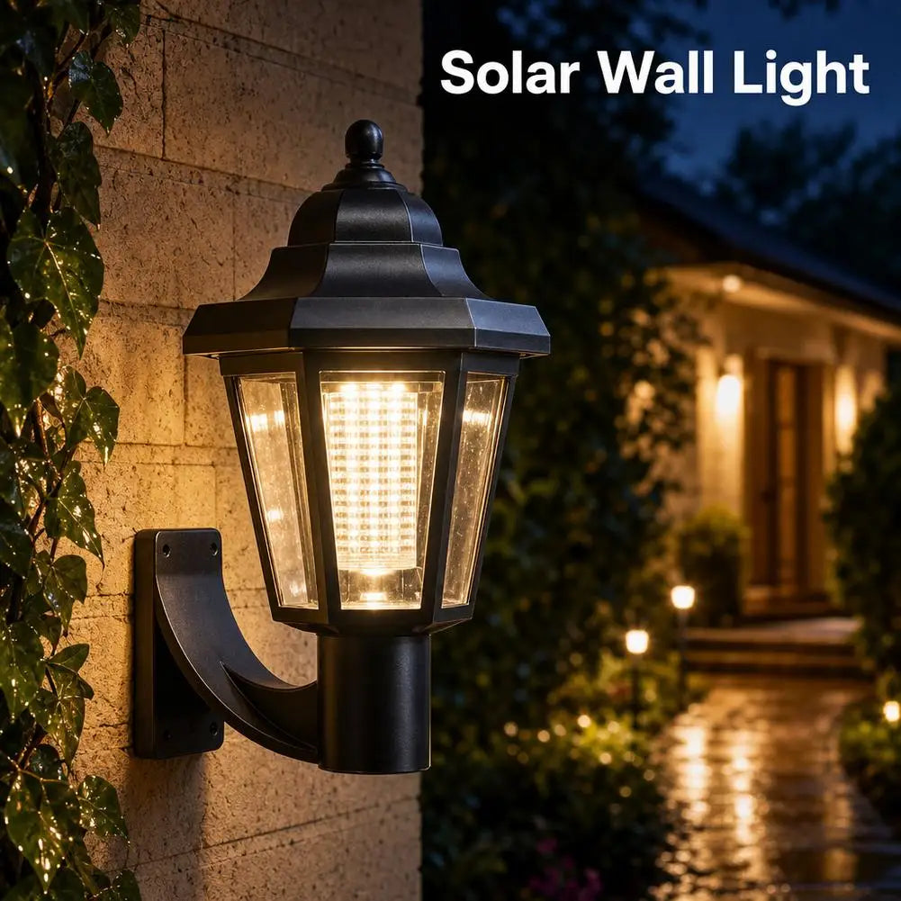 Solarna Lampa Ścienna Ogrodowa 1,5 m – Retro Latarnia Zewnętrzna na Trawnik i Ścieżkę
