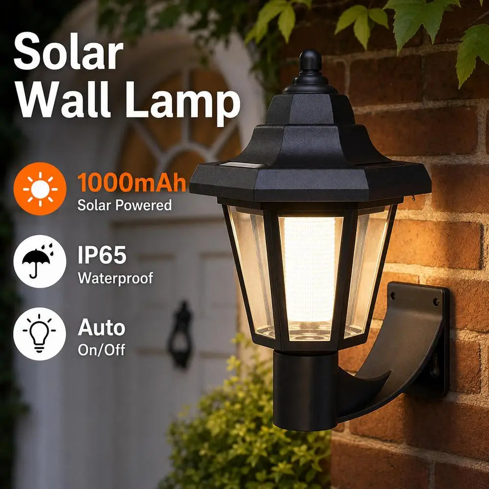 Solarna Lampa Ścienna Ogrodowa 1,5 m – Retro Latarnia Zewnętrzna na Trawnik i Ścieżkę